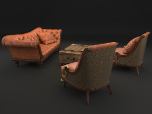 classic living room tables and chairs 3D Model