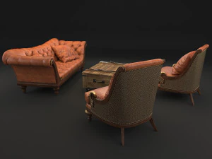 classic living room tables and chairs 3D Model