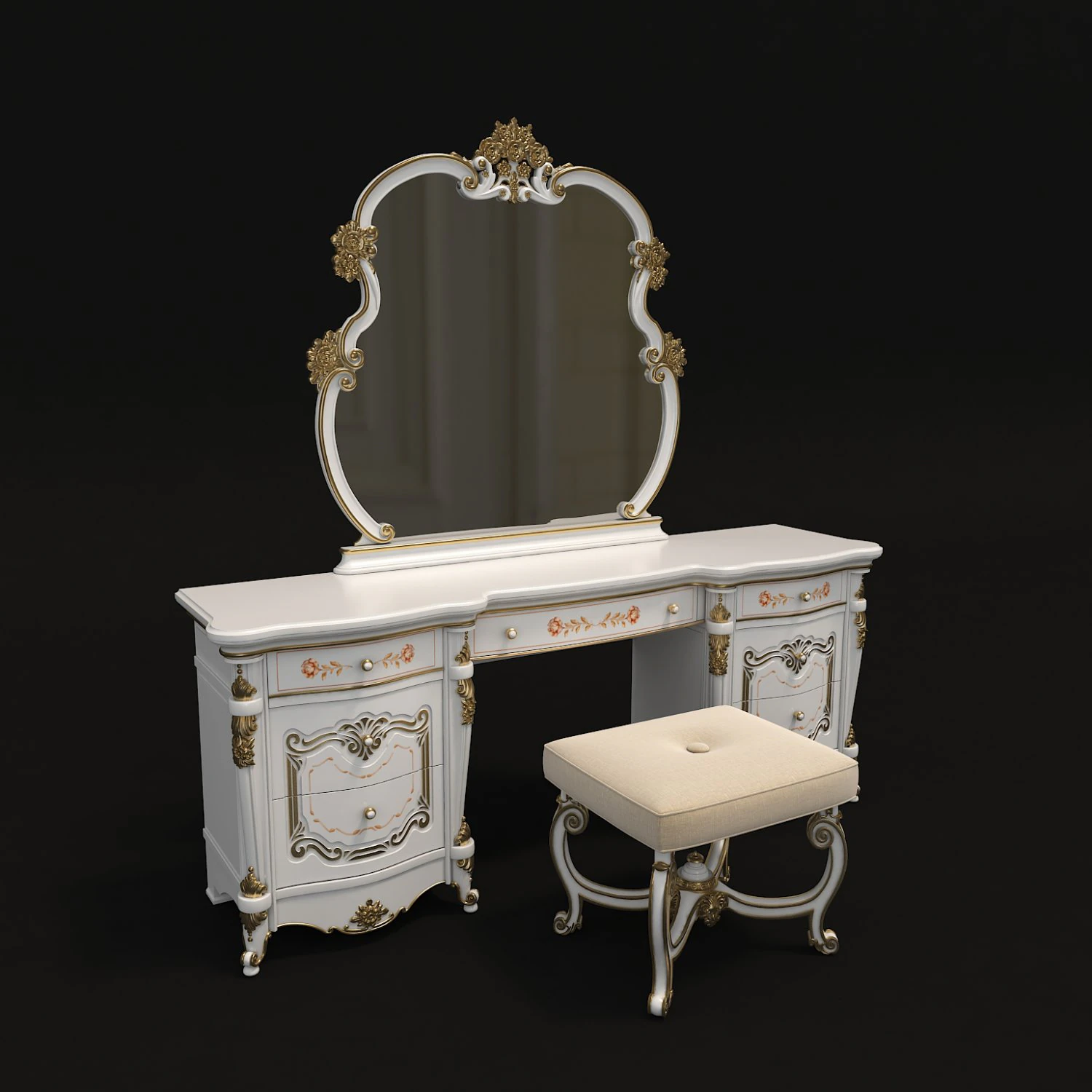 classic dressing table 3 3D Model .c4d .max .obj .3ds .fbx .stl .blend 