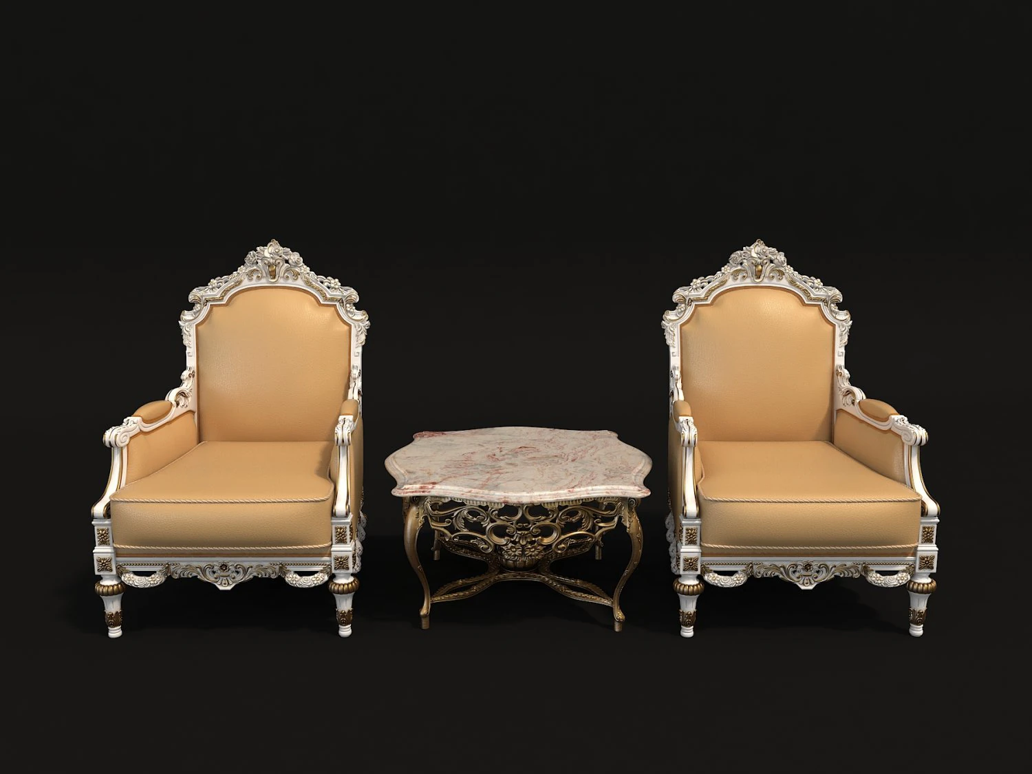 classic armchair and table set 3D Model .c4d .max .obj .3ds .fbx .stl .blend