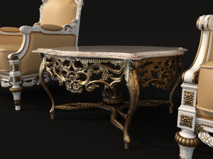 classic armchair and table set 3D 모델