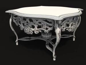 classic armchair and table set 3D Model