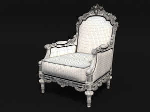 classic armchair and table set 3D 모델