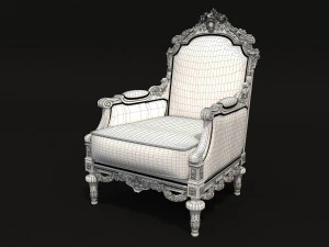 classic armchair and table set 3D Model