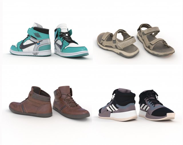shoes collection 2 Model 3D .c4d .max .obj .3ds .fbx .stl .blend 