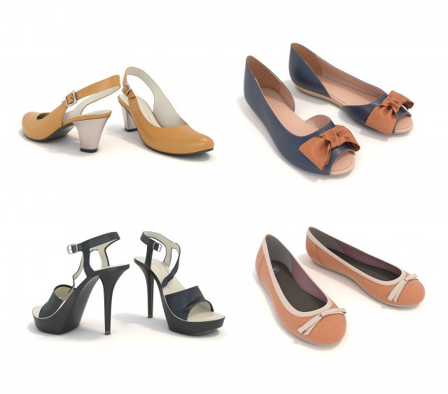 women shoes 7 Model 3D .c4d .max .obj .3ds .fbx .stl .blend 