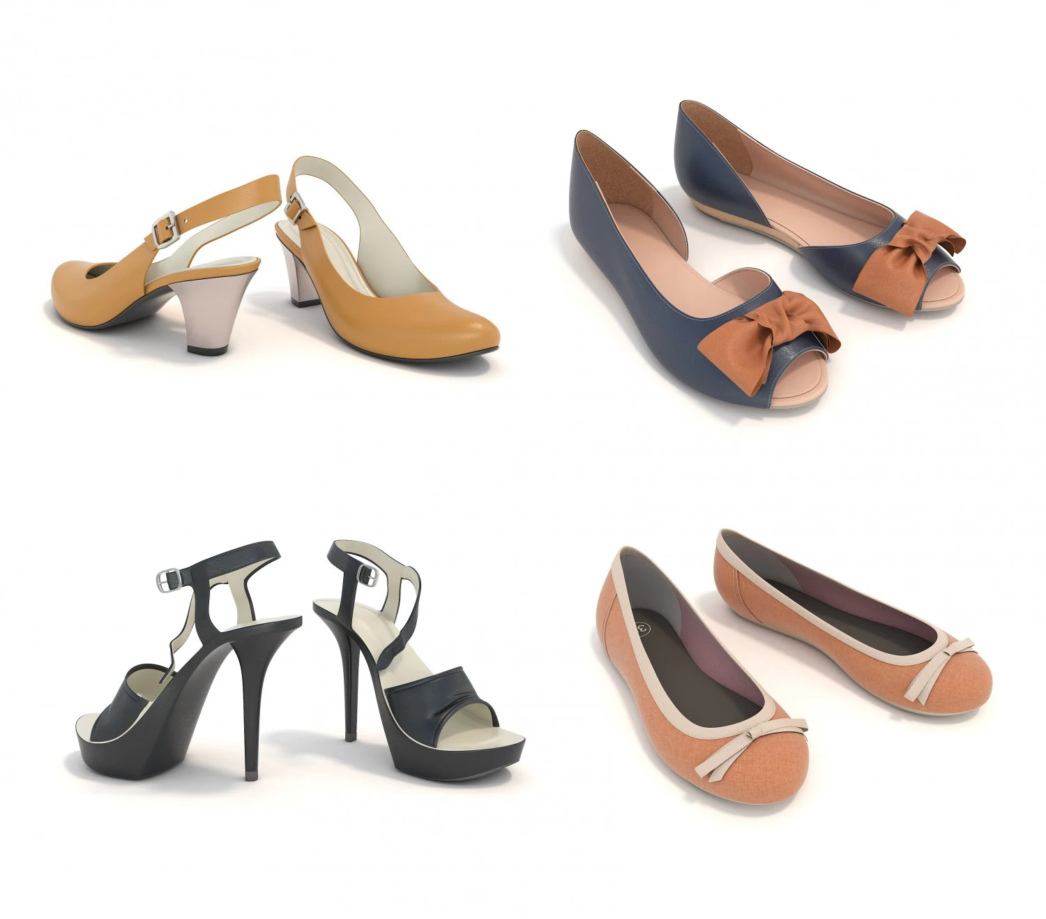 women shoes 7 3D Model .c4d .max .obj .3ds .fbx .stl .blend 