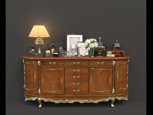 classic chest of drawer and decoration Modelo 3D