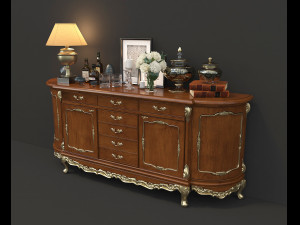 classic chest of drawer and decoration 3D Модель