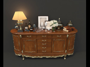 classic chest of drawer and decoration 3D Модель