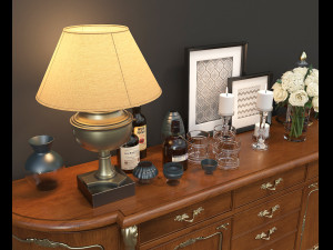classic chest of drawer and decoration 3D Модель