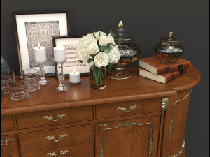 classic chest of drawer and decoration 3D Модель
