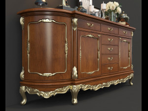 classic chest of drawer and decoration 3D Модель