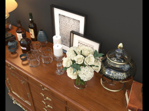 classic chest of drawer and decoration 3D Модель