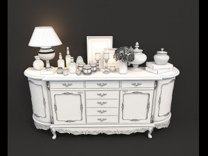 classic chest of drawer and decoration 3D Модель