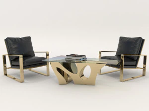 आरामदायक कुर्सियाँ और कॉफ़ी टेबल 2 3D मॉडल