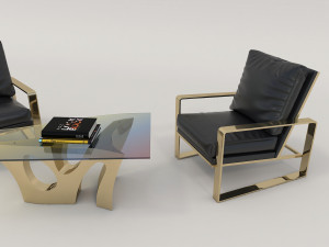 relaxing chairs and coffee table 2 3D मॉडल