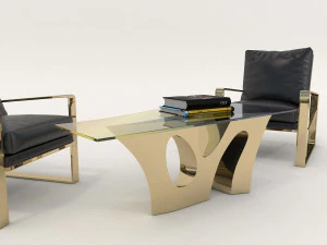 relaxing chairs and coffee table 2 3D Model