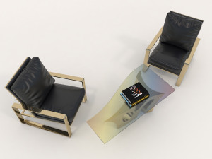 relaxing chairs and coffee table 2 3D मॉडल