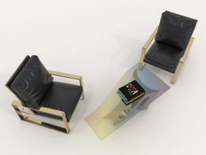 relaxing chairs and coffee table 2 3D Model