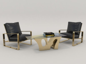 relaxing chairs and coffee table 2 3D मॉडल