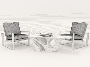 relaxing chairs and coffee table 2 3D मॉडल