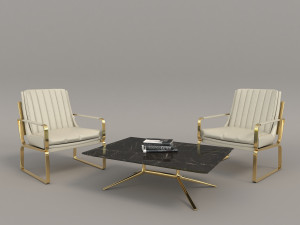 relaxing chairs and coffee table 3 3D Model