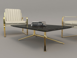 relaxing chairs and coffee table 3 3D Model