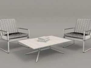 fotele relaksacyjne i stolik kawowy 3 Model 3D