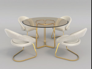 modern table and chair set 2 3D Model