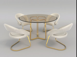 modern table and chair set 2 3Dモデル