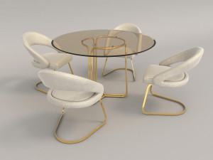 modern table and chair set 2 3D Модель