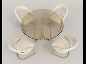 modern table and chair set 2 3D Модель