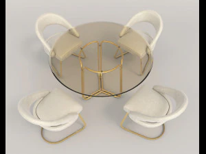 modern table and chair set 2 3D Model