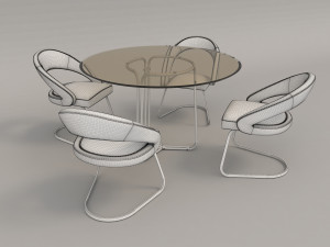 modern table and chair set 2 3D Модель