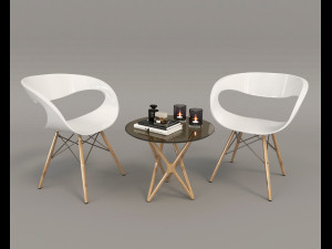 modern table and chair set 3 3D Model