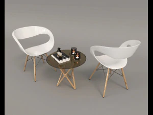 modern table and chair set 3 3D Model