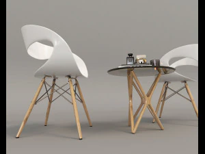 modern table and chair set 3 3D Model