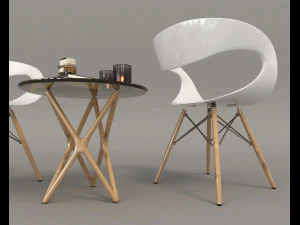 modern table and chair set 3 3D Model