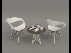 modern table and chair set 3 3D Model