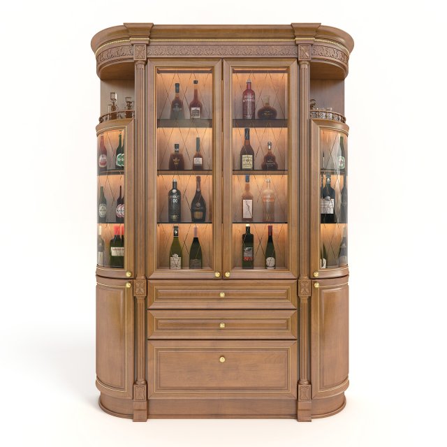 liquor cabinet classic style 3 Model 3D .c4d .max .obj .3ds .fbx .stl .blend 