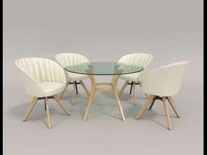 contemporary design table and chair set 3D Model