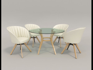 contemporary design table and chair set 3Dモデル