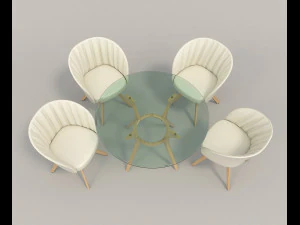 contemporary design table and chair set 3D Model