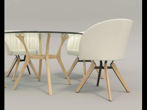 contemporary design table and chair set 3D Model