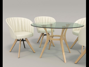 contemporary design table and chair set 3D Модель