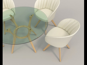 contemporary design table and chair set 3D Модель