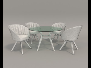contemporary design table and chair set 3D Модель