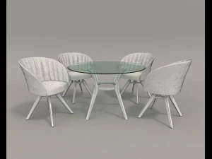contemporary design table and chair set 3D Model