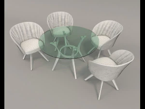 contemporary design table and chair set 3D Model
